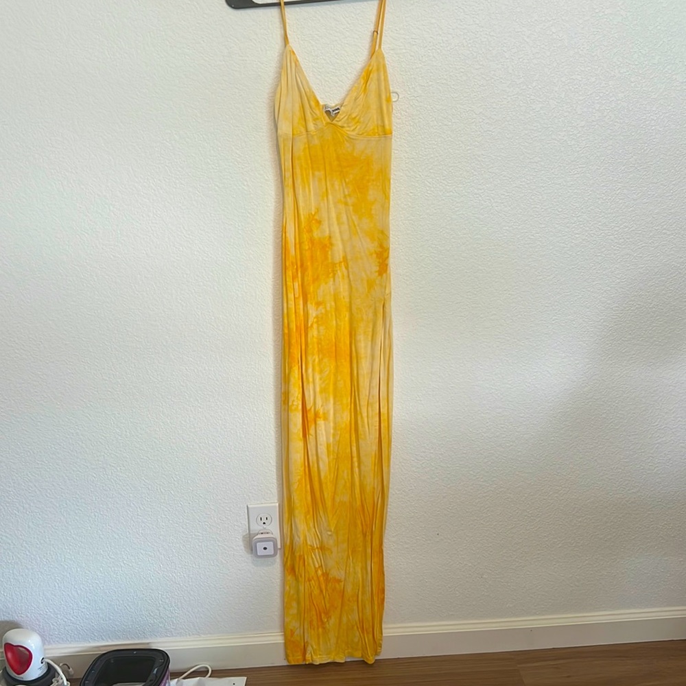 Yellow tie dye long dress